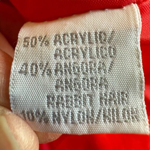 Vtg Belldini Cardigan Angora Shawl Neck Sweater Red Fuzzy Soft Classic Large - Picture 7 of 11